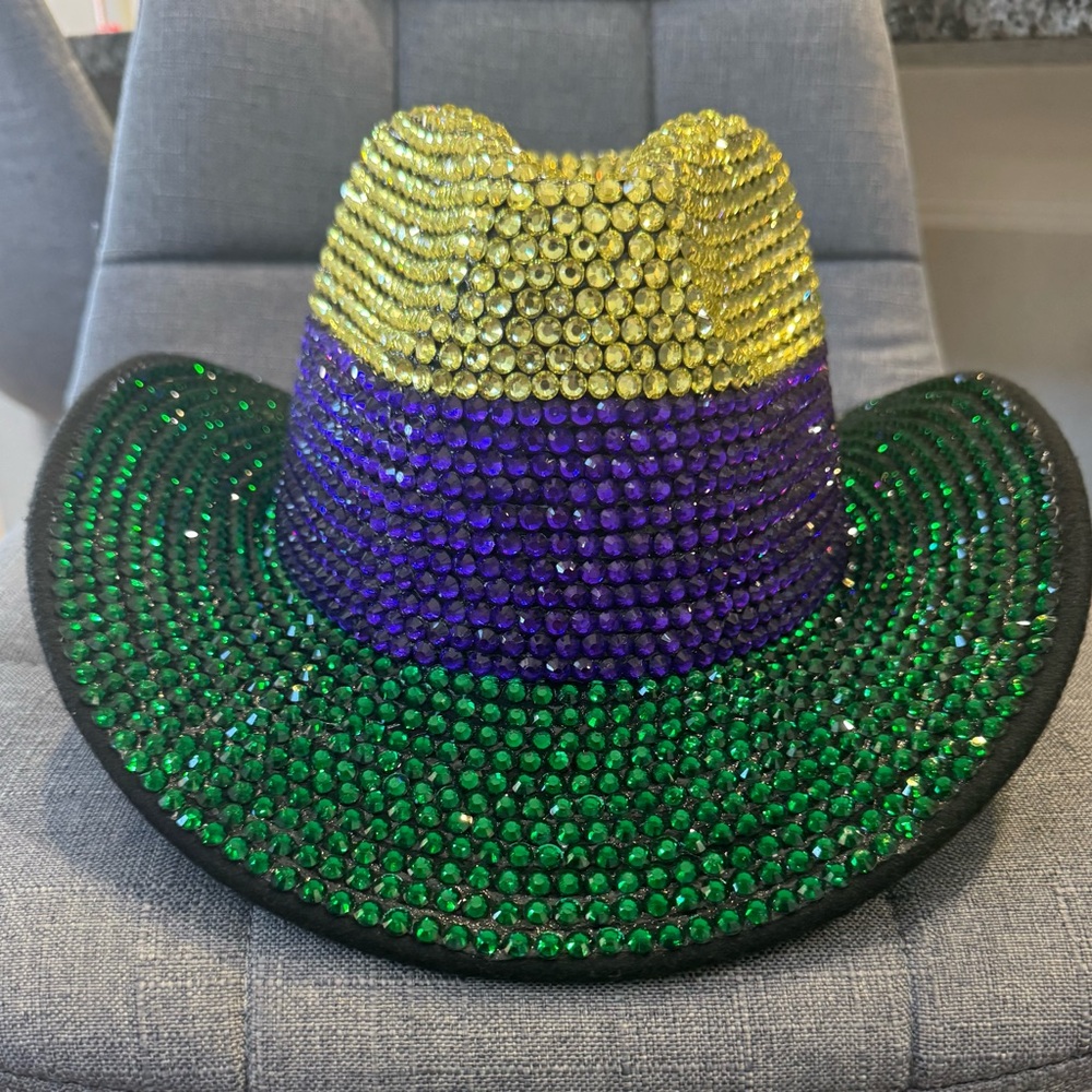 Bling Mardi Gras Short Brim Cowboy Hat